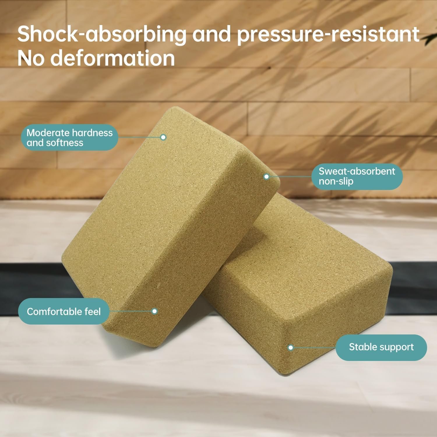 2 Cork Yoga Blocks with Strap - Image 4